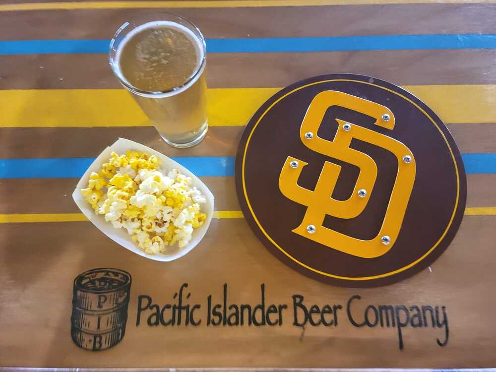 PIB beers and popcorn.